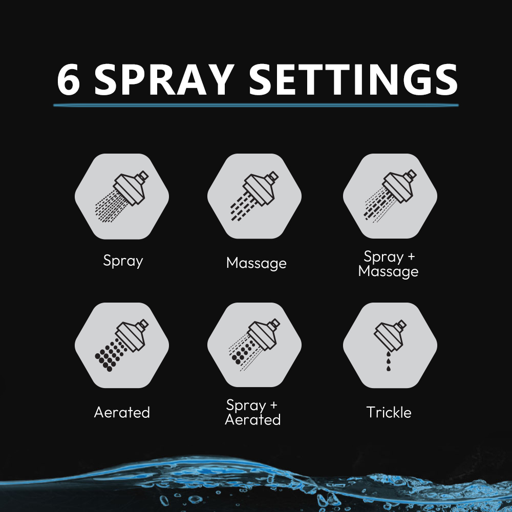 6 Pattern Multi-Function Shower Head - Chrome - W07