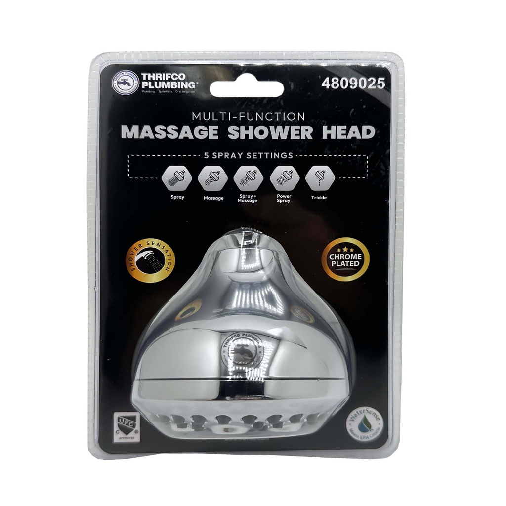 5 Pattern Multi-Function Shower Head - Chrome - W02