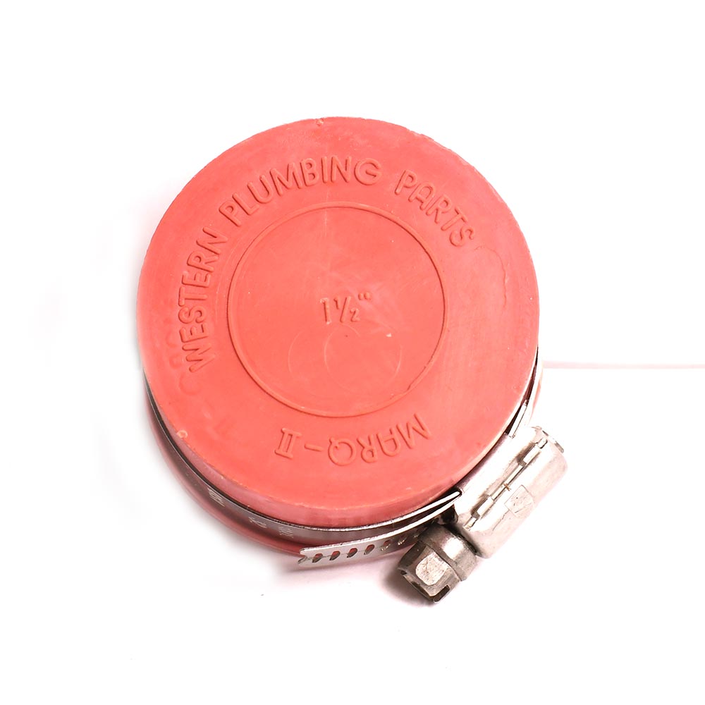 1-1/2" Rubber Test Cap with Clamp - Red - W02