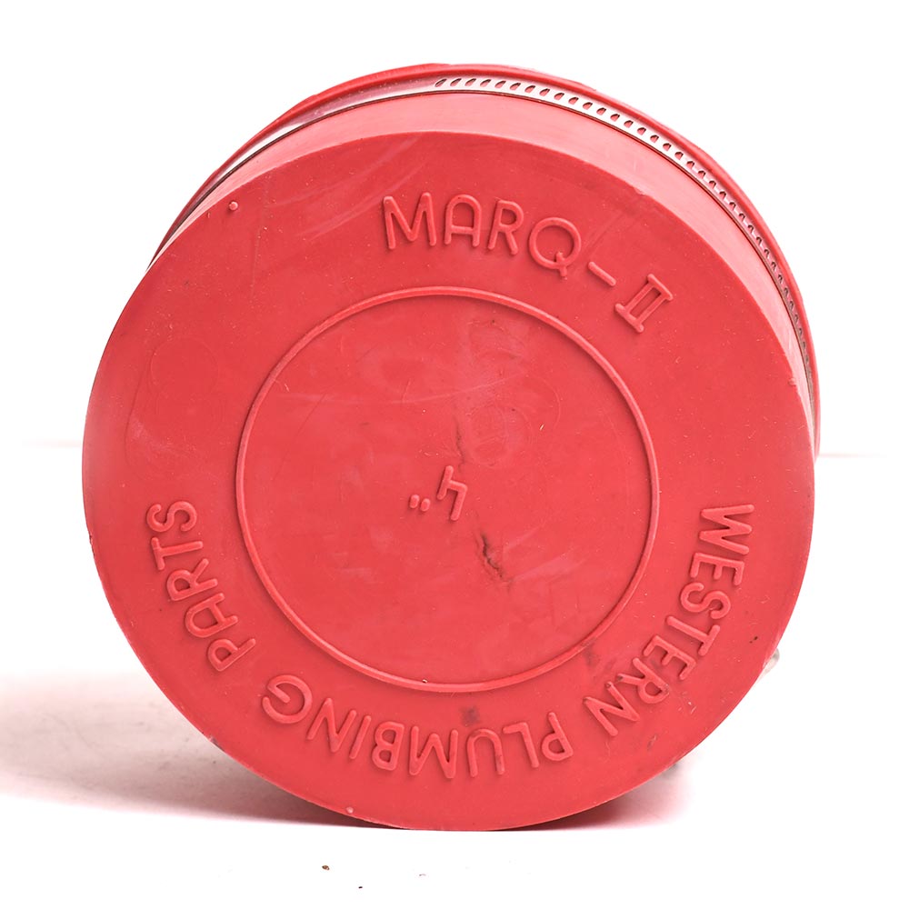 4" Rubber Test Cap with Clamp - Red - W02