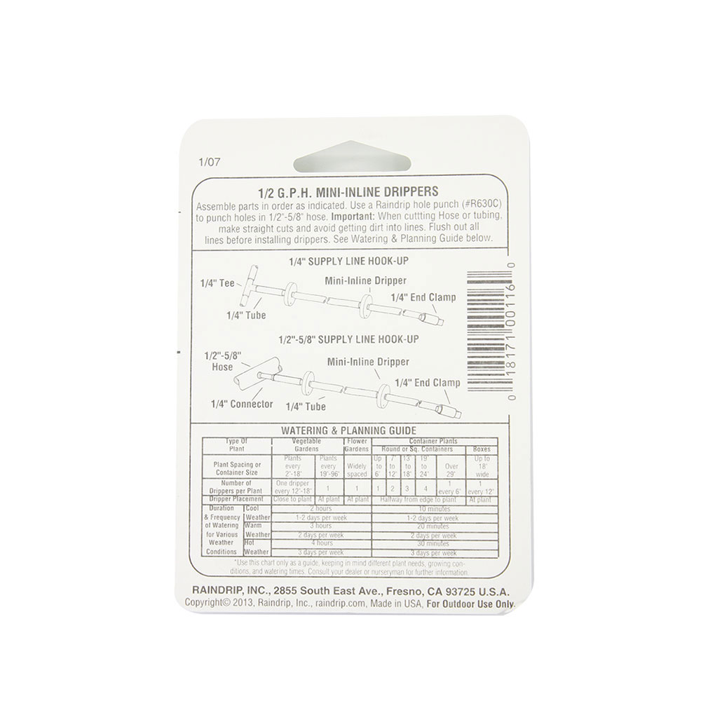 R-116C 1/2 GPH IN-LINE DRIPPE - W06