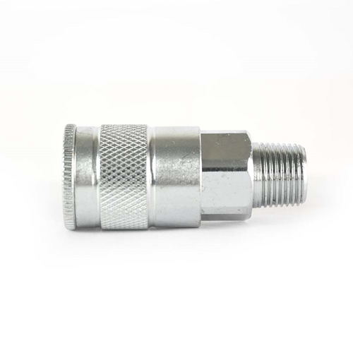 3/8" x 3/8" MPT Auto Steel Coupler - Silver - Display Pack - W02
