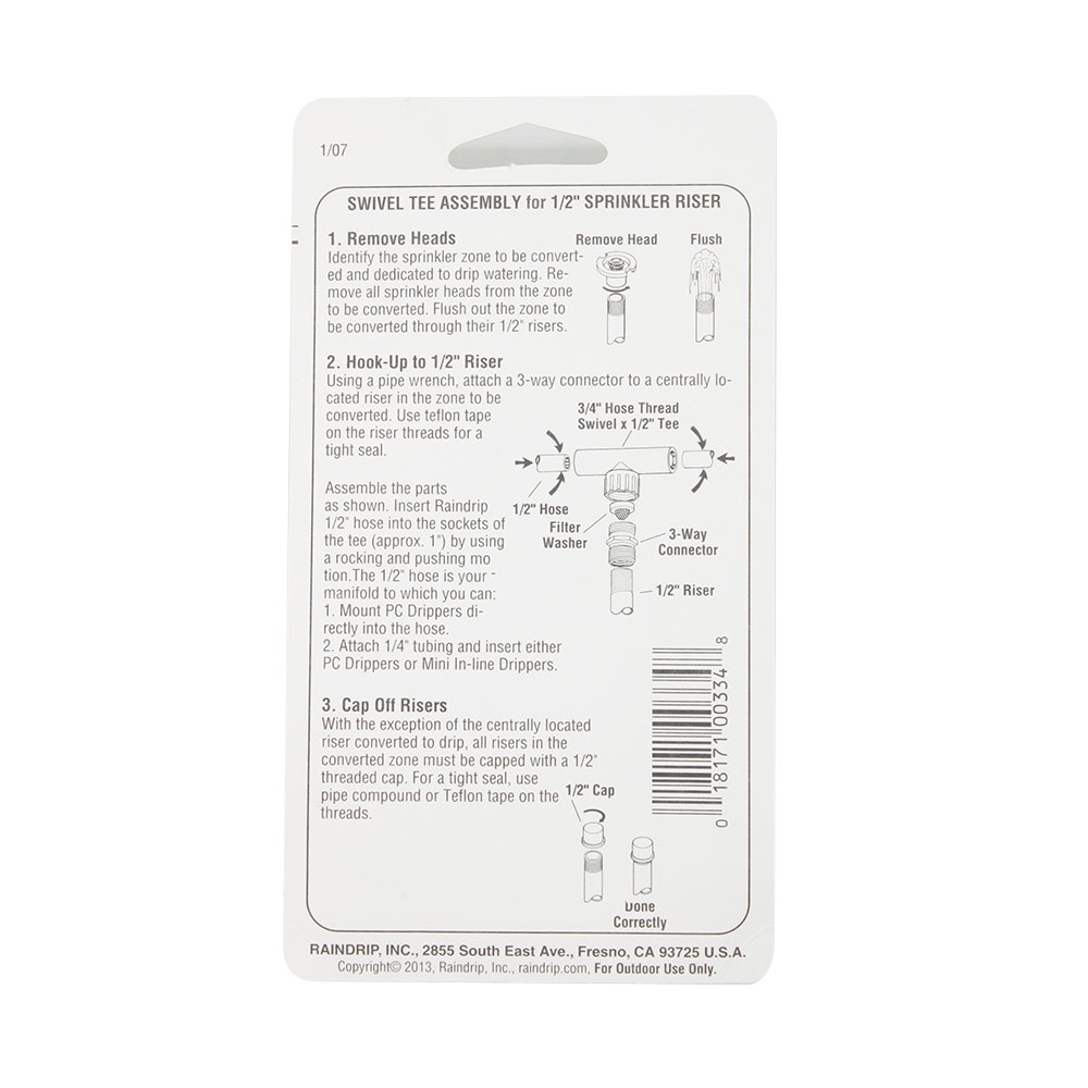 R-334-C 1/2 RISER SWIVEL TEE - W07