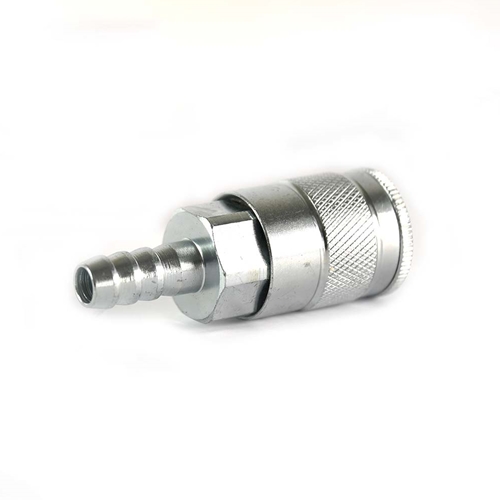 3/8" x 3/8" Auto Steel Coupler w/BARB - Silver - 6 Display Pack - W02