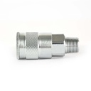 3/8" x 3/8" MPT Auto Steel Coupler - Silver - 25 Pack - W02