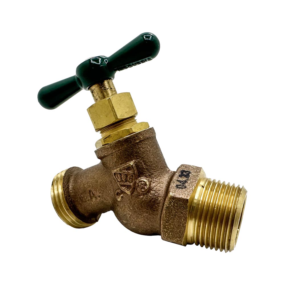 3/4" MIP x 3/4" GHT Brass No-Kink Hose Bibb - W02