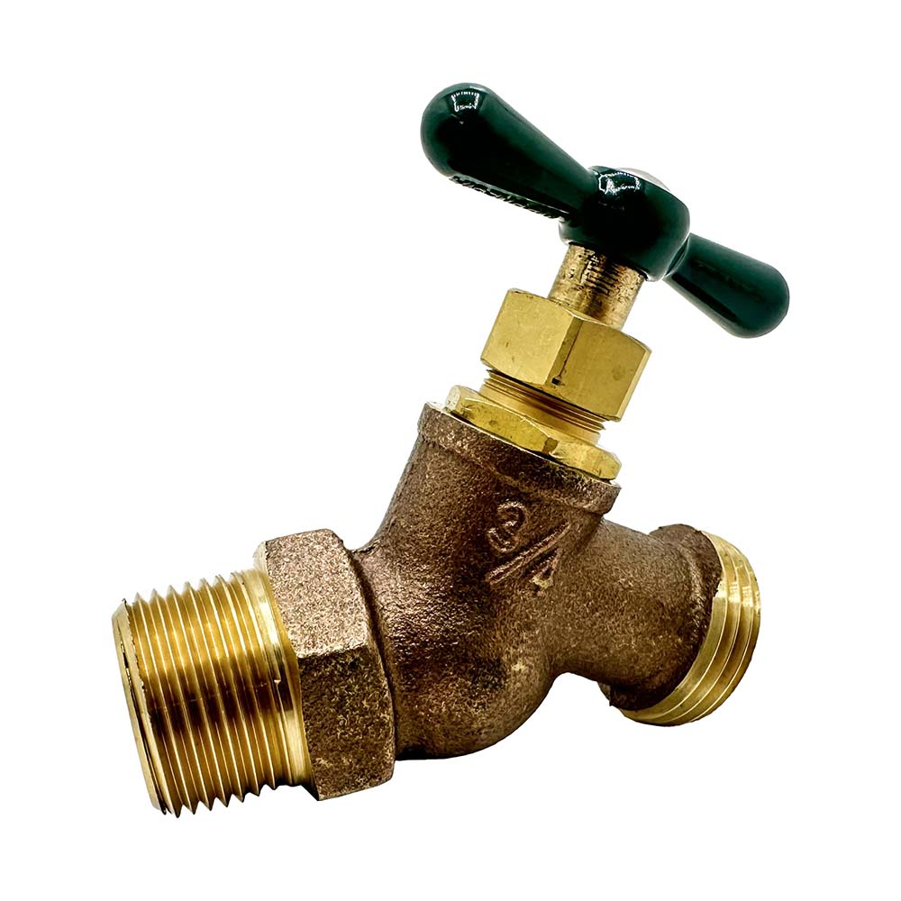 3/4" MIP x 3/4" GHT Brass No-Kink Hose Bibb - W03