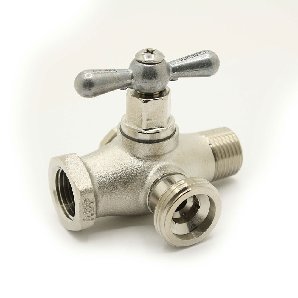 248 - Heavy-Duty Washing Machine Valve, 1/2 in FIP x 1/2 in MIP x 3/4 GHT Reverse Bypass Washing Machine Valve - W03