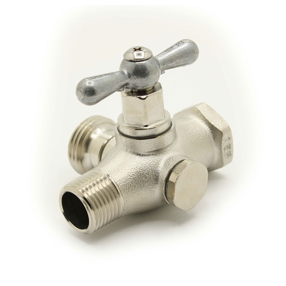 248 - Heavy-Duty Washing Machine Valve, 1/2 in FIP x 1/2 in MIP x 3/4 GHT Reverse Bypass Washing Machine Valve - W04