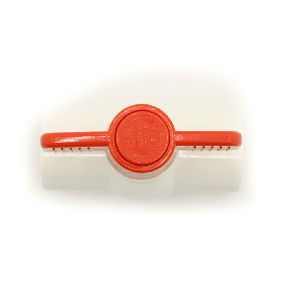 1" Threaded PVC Ball Valve - Red Handle (Economy) - W02