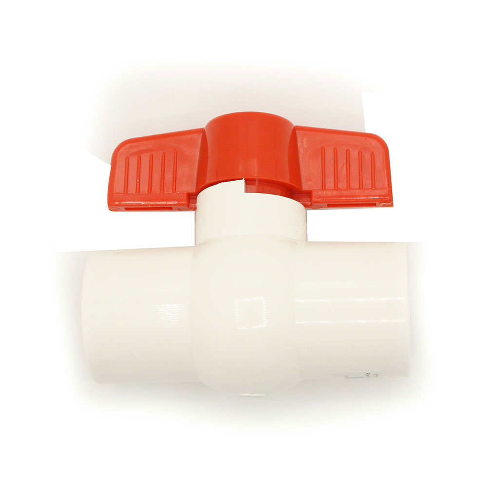 1-1/4" Threaded PVC Ball Valve - Red Handle (Economy) - W03