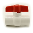 1-1/2" Threaded PVC Ball Valve - Red Handle (Economy) - W04