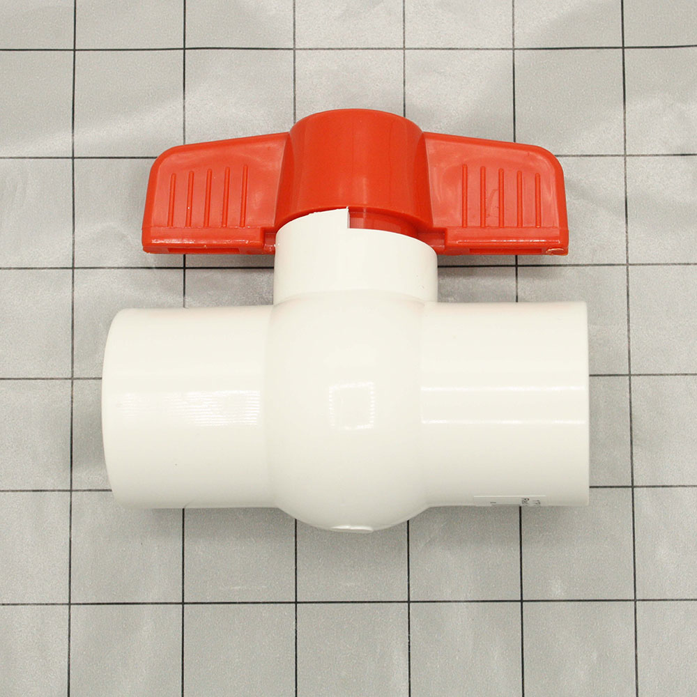1-1/2" Threaded PVC Ball Valve - Red Handle (Economy) - W05