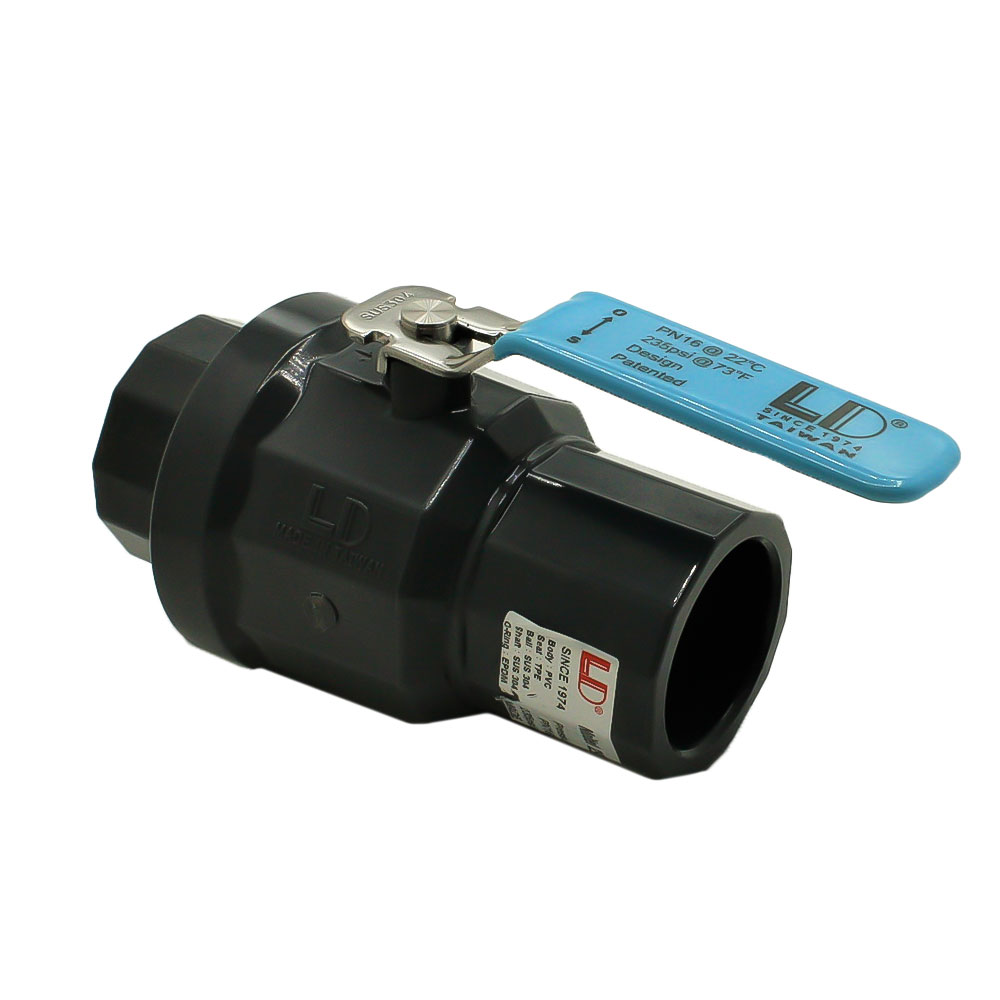 1-1/2" Slip x Slip PVC Ball Valve with Stainless Steel Handle SCH80 - W03