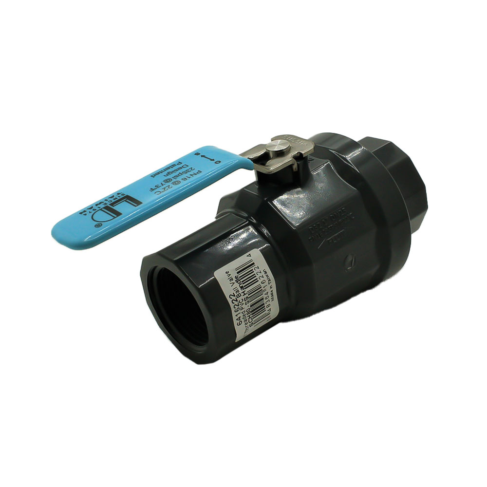 1-1/2" Threaded x Threaded PVC Ball Valve with Stainless Steel Handle SCH80 - W02