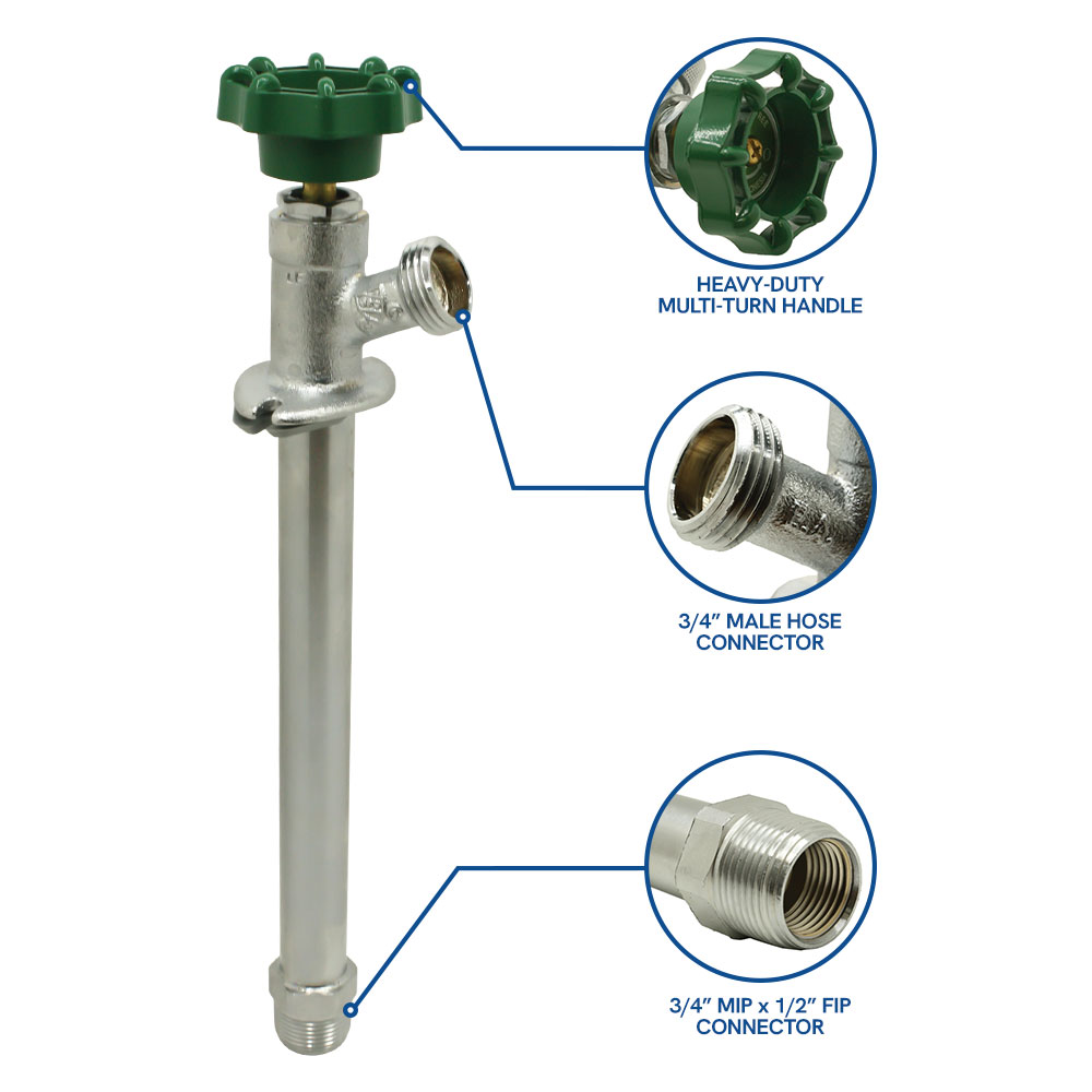 10" Frost Free Sillcock (3/4" MIP x 1/2" FIP x 3/4" GHT) - Economy - W09