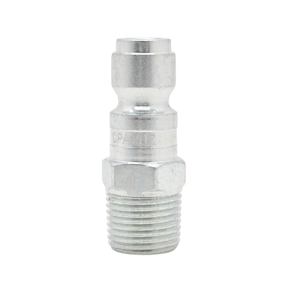 3/8" x 3/8" MPT Auto Coupler Plug - Silver - 25 Pack - W02