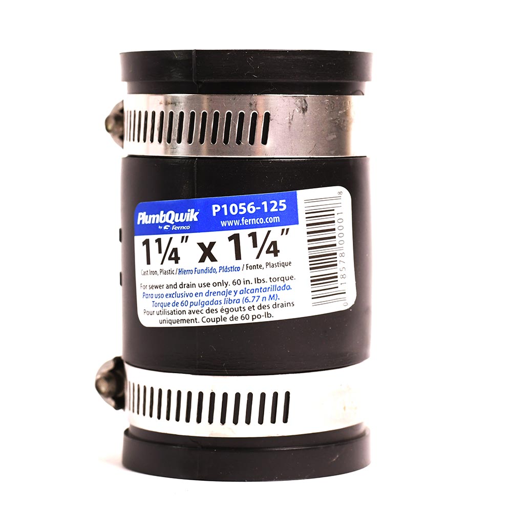 P1056-125 1-1/4" Cast Iron or Plastic to 1-1/4" Cast Iron or Plastic Flexible Repair Coupling - W02
