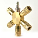 3/8" Brass Flat Hex Manifold w/5 x 1/4" Brass Industrial Couplers - W02