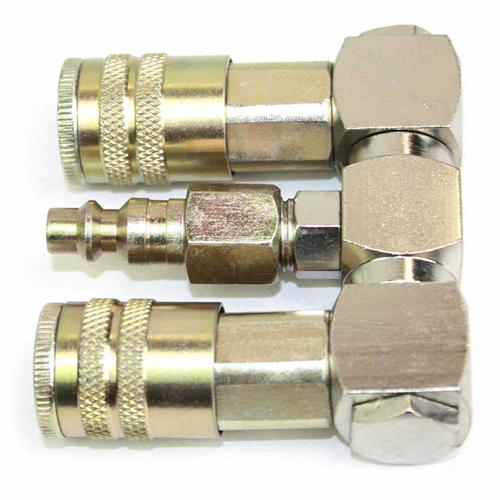 Double Swivel  Manifold with Two 1/4" Steel Industrial Couplers & One 1/4" Steel Plug Kit - W02