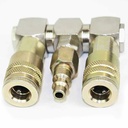 Double Swivel  Manifold with Two 1/4" Steel Industrial Couplers & One 1/4" Steel Plug Kit - W03