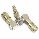 Double Swivel  Manifold with Two 1/4" Steel Industrial Couplers & One 1/4" Steel Plug Kit - W05