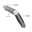 Carpet Knife Zinc Alloy & TPR Handle Fixed Blade For More Powerful Cutting Quick Change Blade Mechanism with 1 Blade On Head, 2 Spare Blades In The Knife Storage