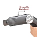 Carpet Knife Zinc Alloy & TPR Handle Fixed Blade For More Powerful Cutting Quick Change Blade Mechanism with 1 Blade On Head, 2 Spare Blades In The Knife Storage