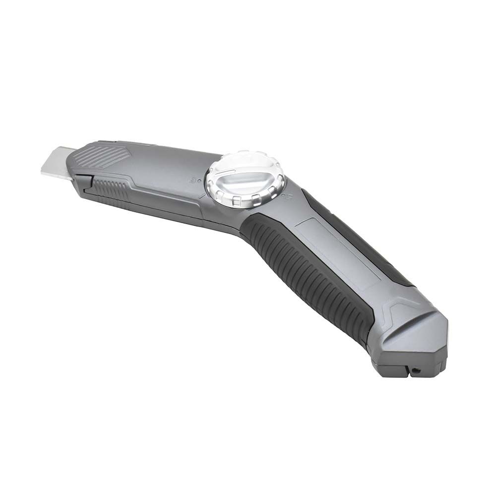 Carpet Knife Zinc Alloy & TPR Handle Fixed Blade For More Powerful Cutting Quick Change Blade Mechanism with 1 Blade On Head, 2 Spare Blades In The Knife Storage