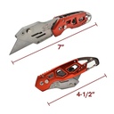Heavy Duty Folding Utility Knife with Belt Clip - Red