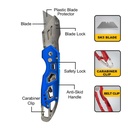 Heavy Duty Folding Utility Knife with Belt Clip - Blue