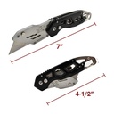 Heavy Duty Folding Utility Knife with Belt Clip - Black