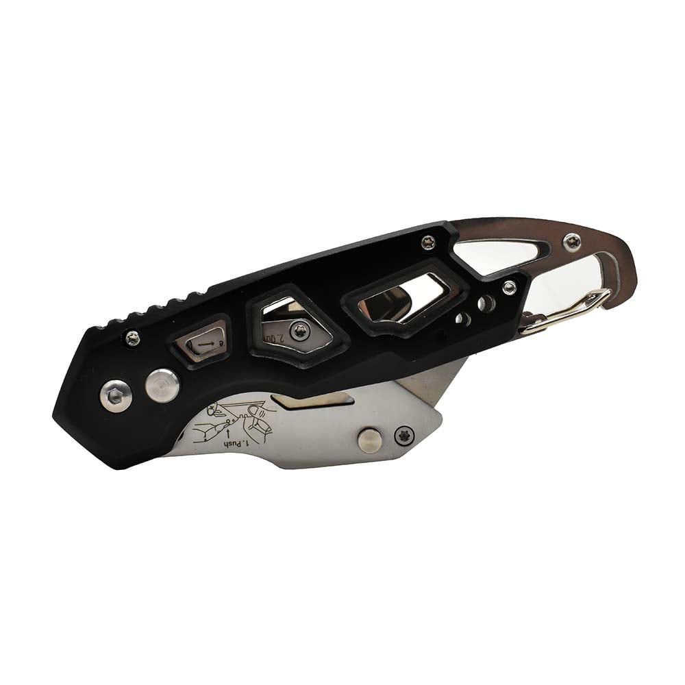 Heavy Duty Folding Utility Knife with Belt Clip - Black
