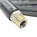 Pressure Washer Steel Braided Gray Rubber Hose – WP 4500 PSI - 3/8" x 100ft. - 3/8" MNPT Fixed & Swivel with Sleeve