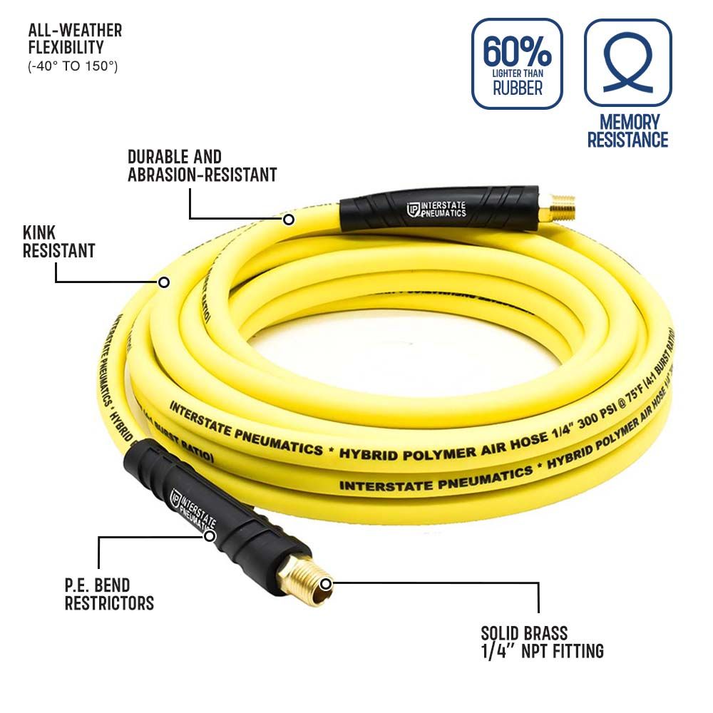 1/4" 25 ft Yellow Hybrid Polymer Hose (1/4" NPT)