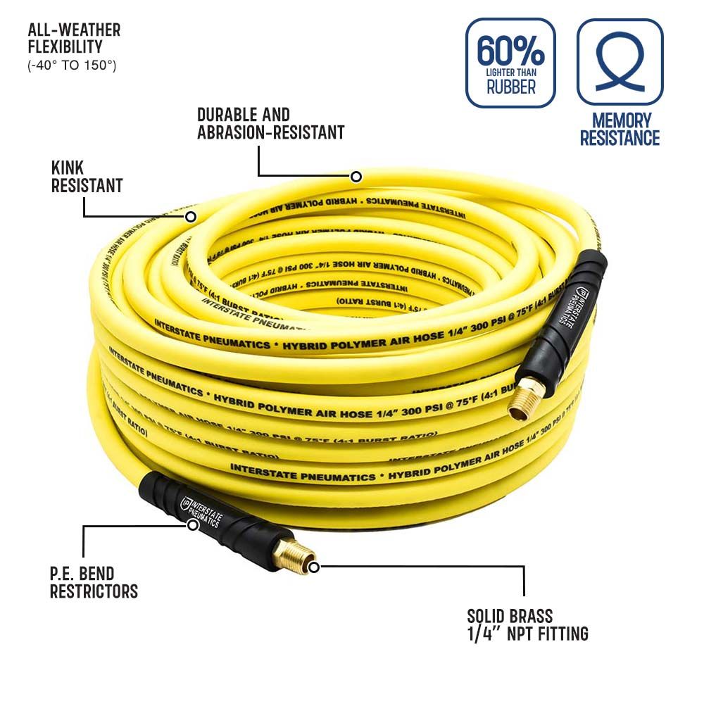 1/4" 50 ft Yellow Hybrid Polymer Hose (1/4" NPT)