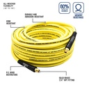 1/4" 50 ft Yellow Hybrid Polymer Hose (1/4" NPT)