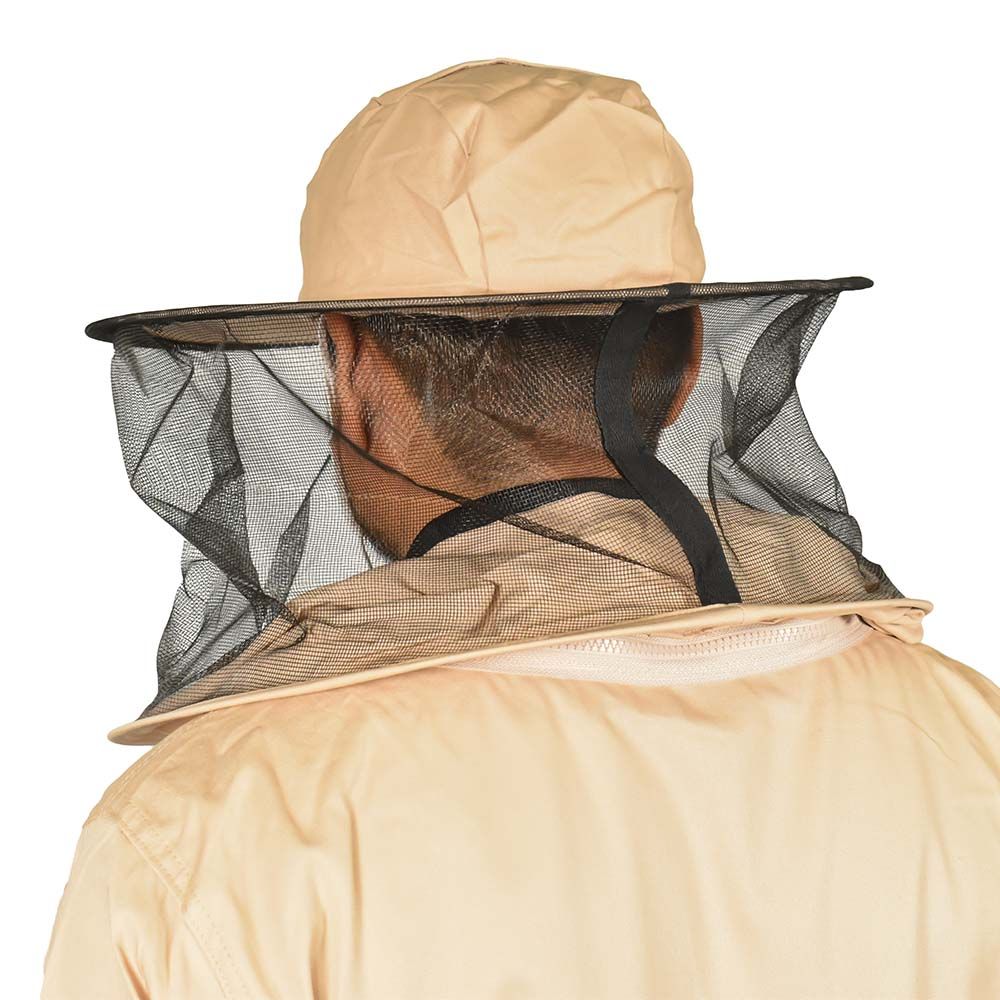 Honey Bee Full Protective Suit, Beige Cotton+ Round Hat - Large