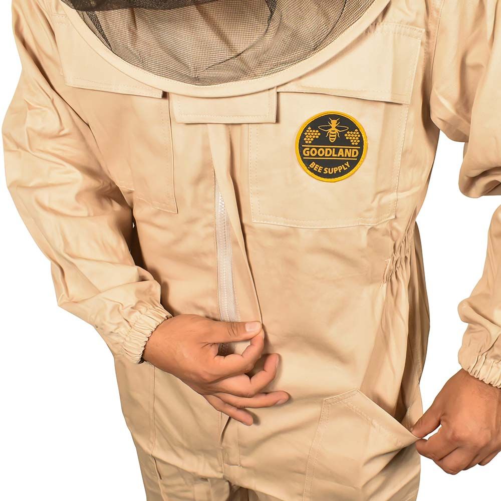 Honey Bee Full Protective Suit, Beige Cotton+ Round Hat - XXL