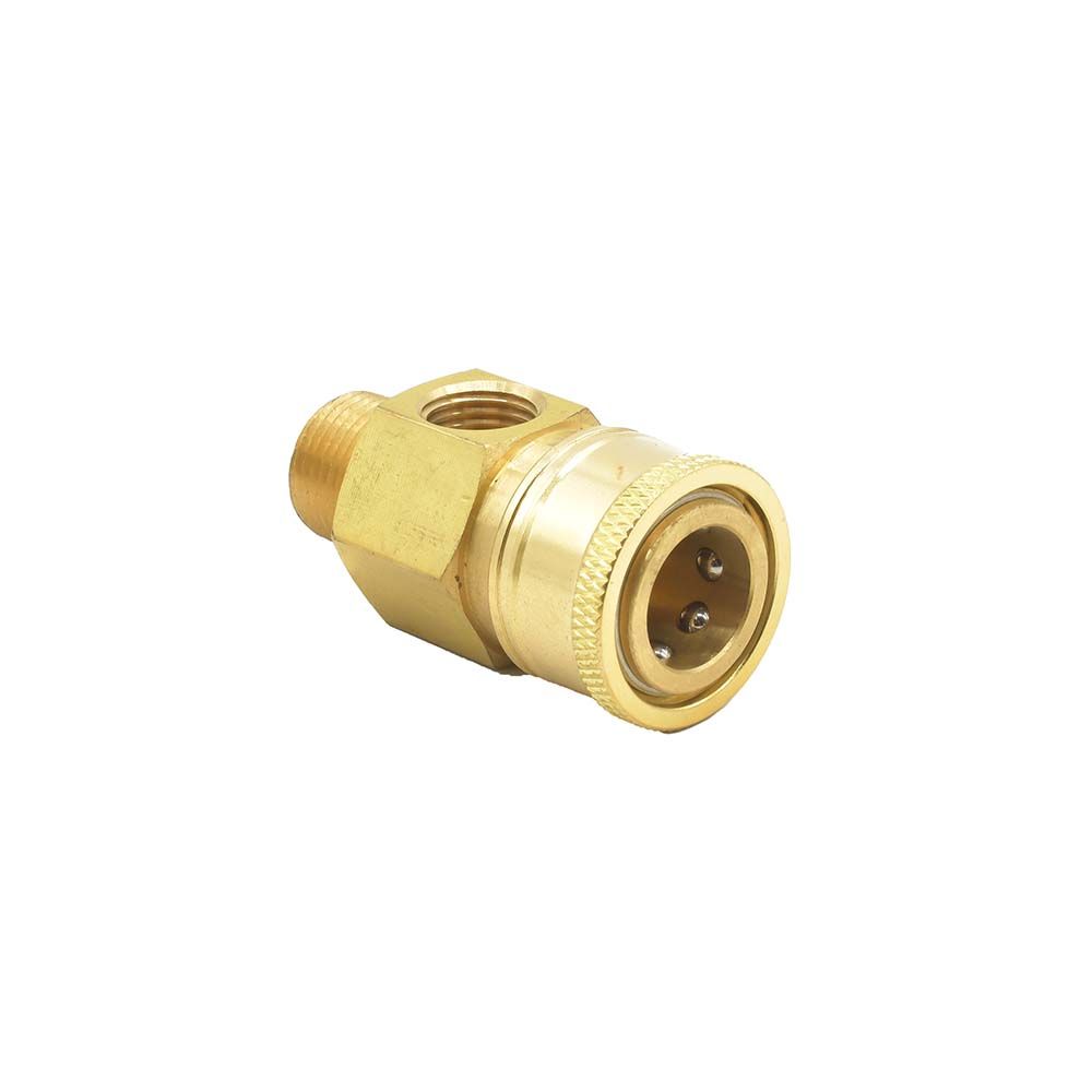 Pressure Washer Pressure Gauge Coupler - 3/8" MNPT x 3/8" Quick Connect x 1/4" FNPT
