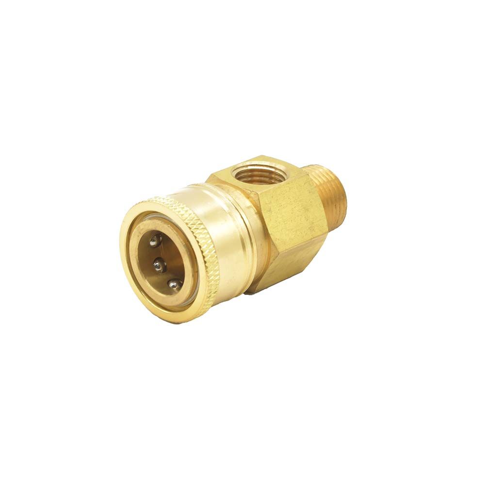 Pressure Washer Pressure Gauge Coupler - 3/8" MNPT x 3/8" Quick Connect x 1/4" FNPT