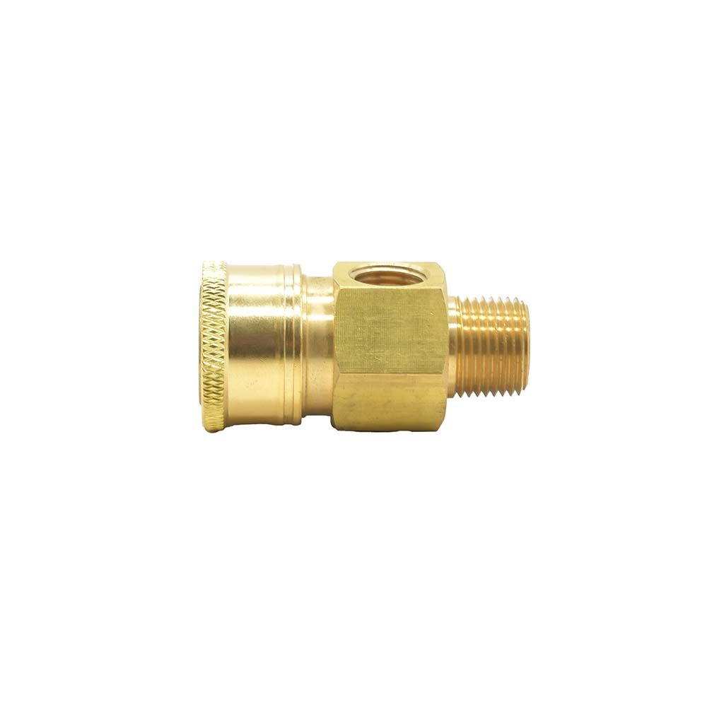 Pressure Washer Pressure Gauge Coupler - 3/8" MNPT x 3/8" Quick Connect x 1/4" FNPT