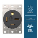 RV Adapters 30 Amp Male to 30 Amp Twist lock with HANDLE and Power Indicator, 12" 10AWG/3 Cord - W03