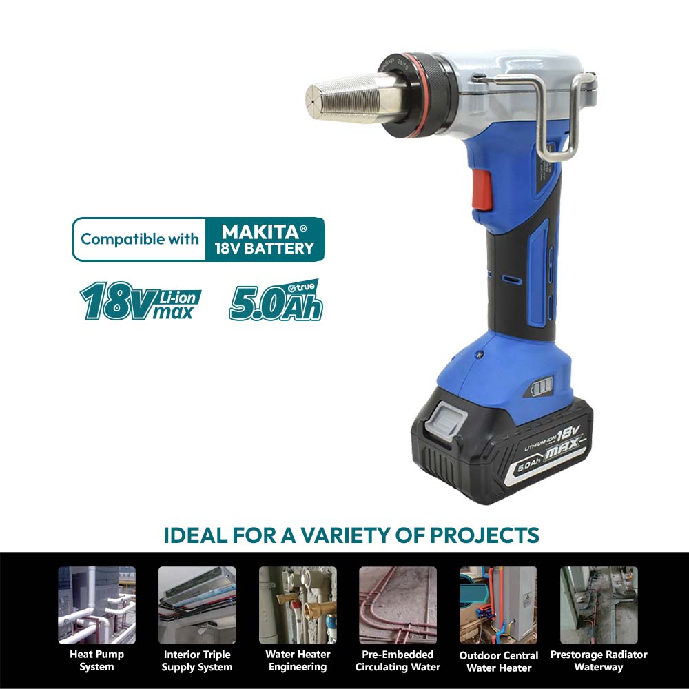 18V Cordless PEX-A Expansion Tool Kit with LockSeal™ Heads (1/2", 3/4", 1"), Battery and Charger