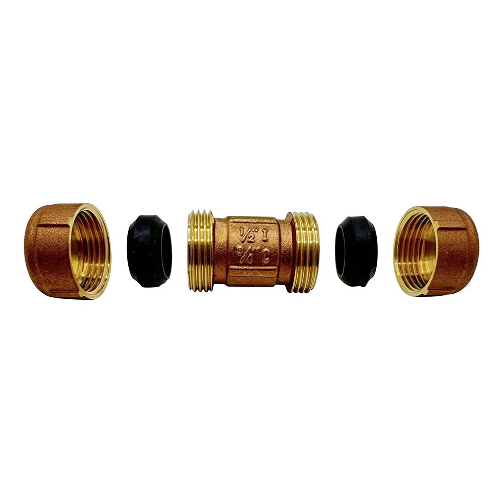 1/2" IPS x 3/4" Copper Short Pattern Brass Compression Coupling