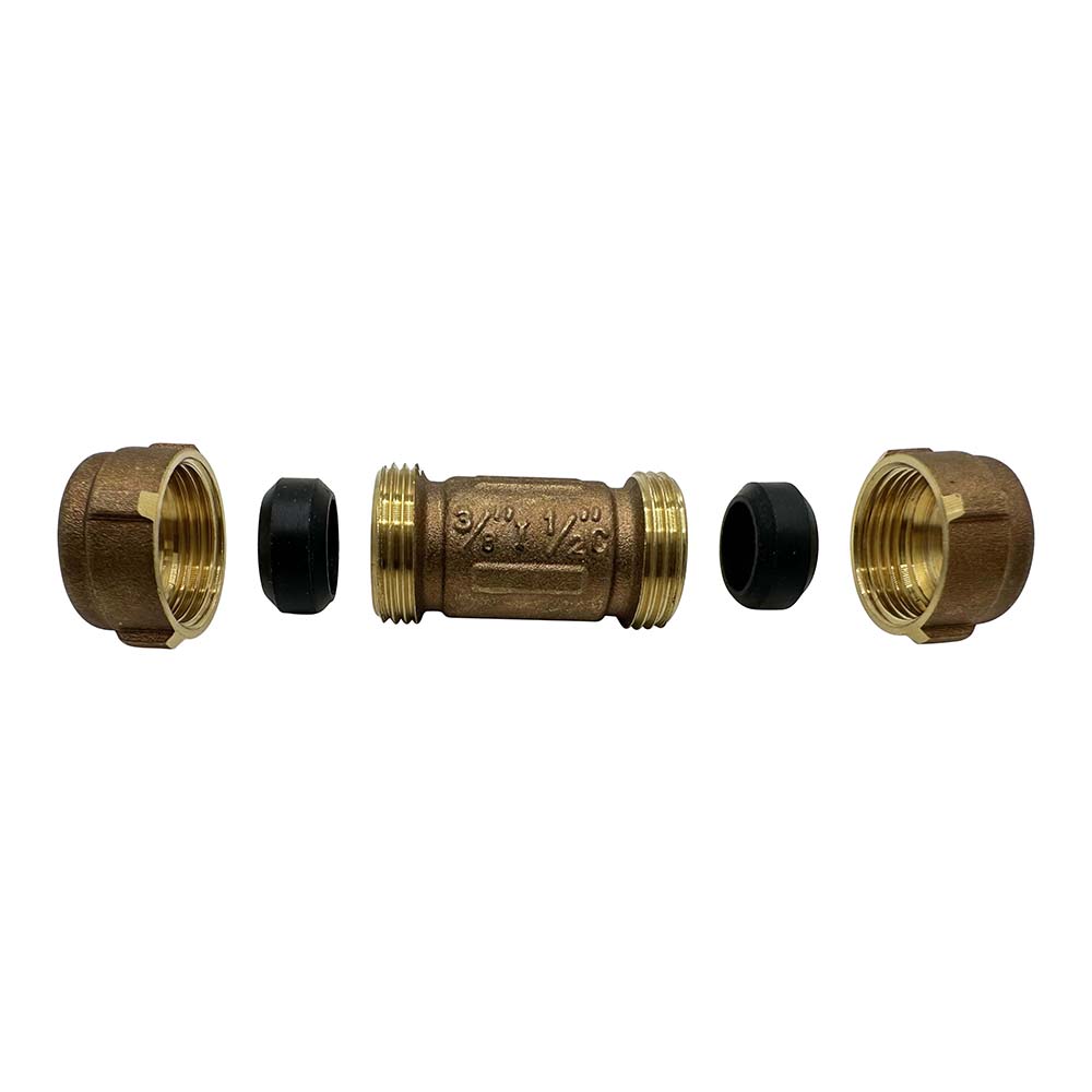 3/8" IPS x 1/2" Copper Short Pattern Brass Compression Coupling
