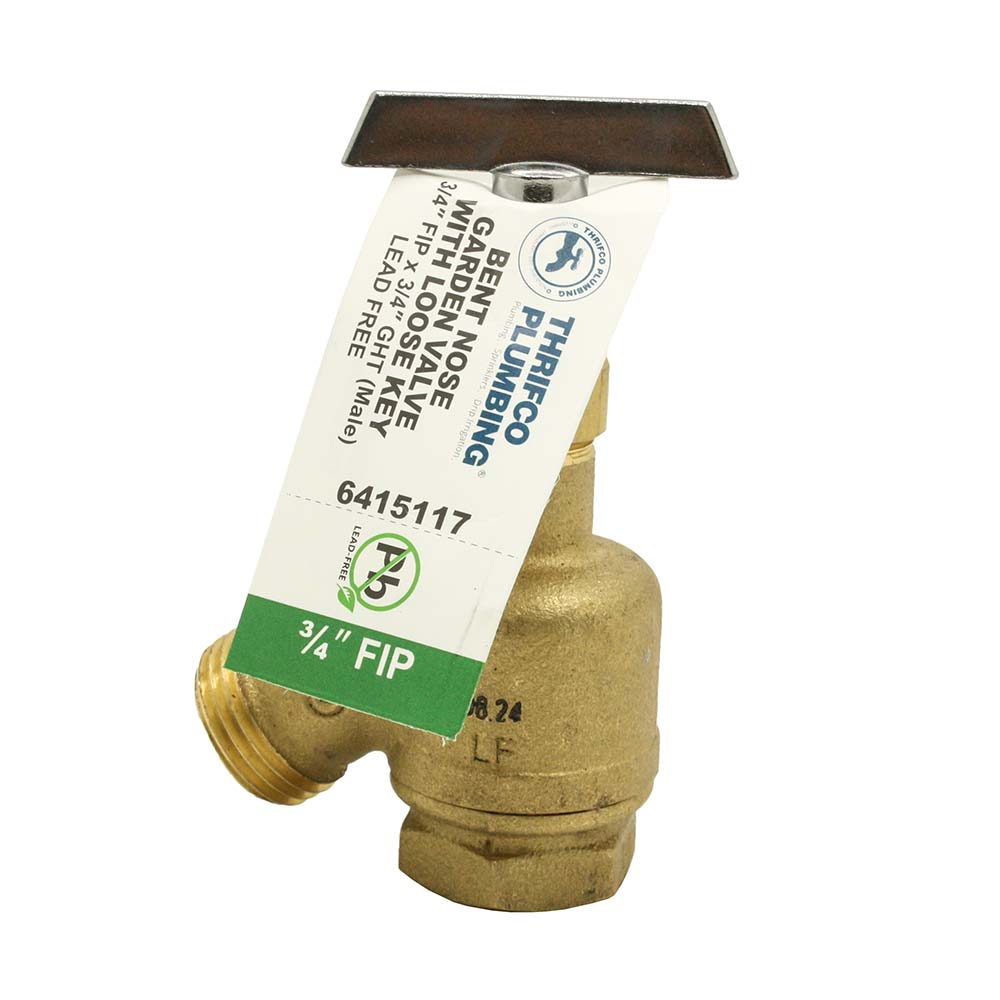 3/4" FIP x 3/4" GHT Bent Nose Garden Valve with Loose Key - Lead Free