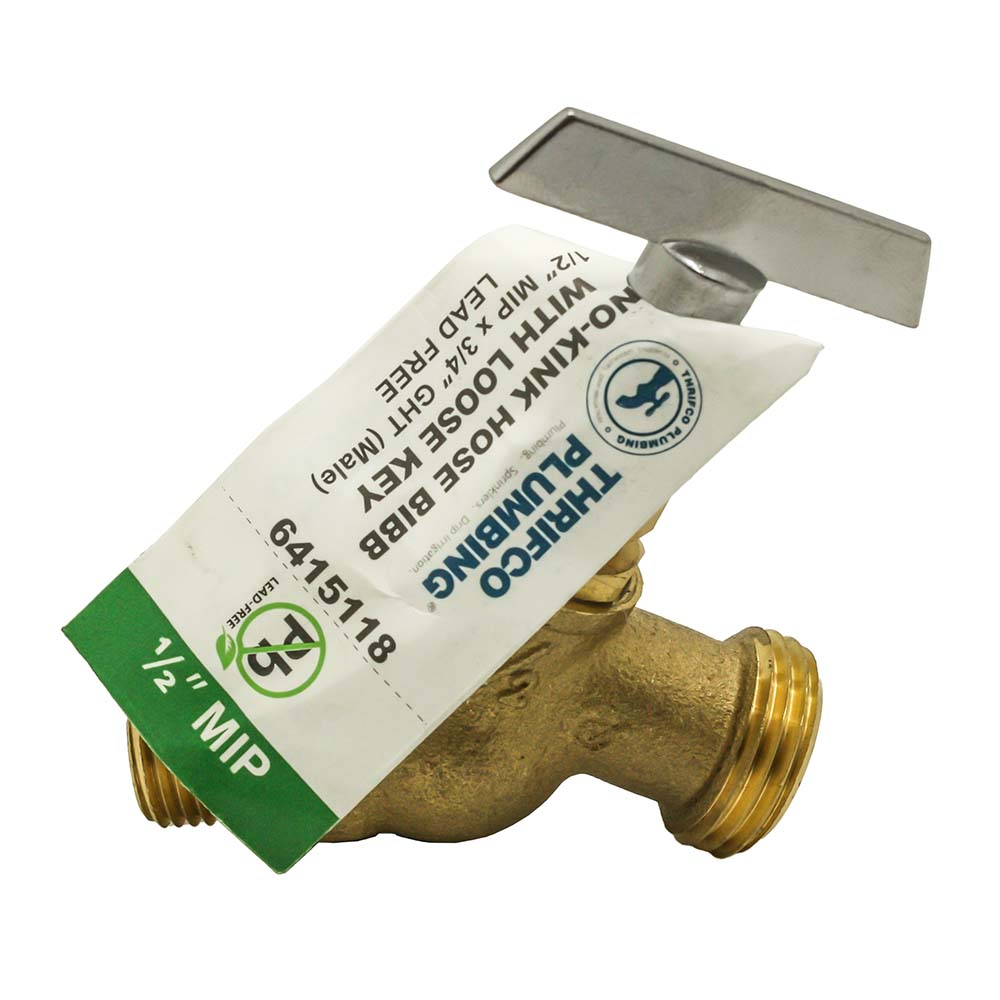 1/2" MIP x 3/4" GHT No-Kink Hose Bibb with Loose Key - Lead Free