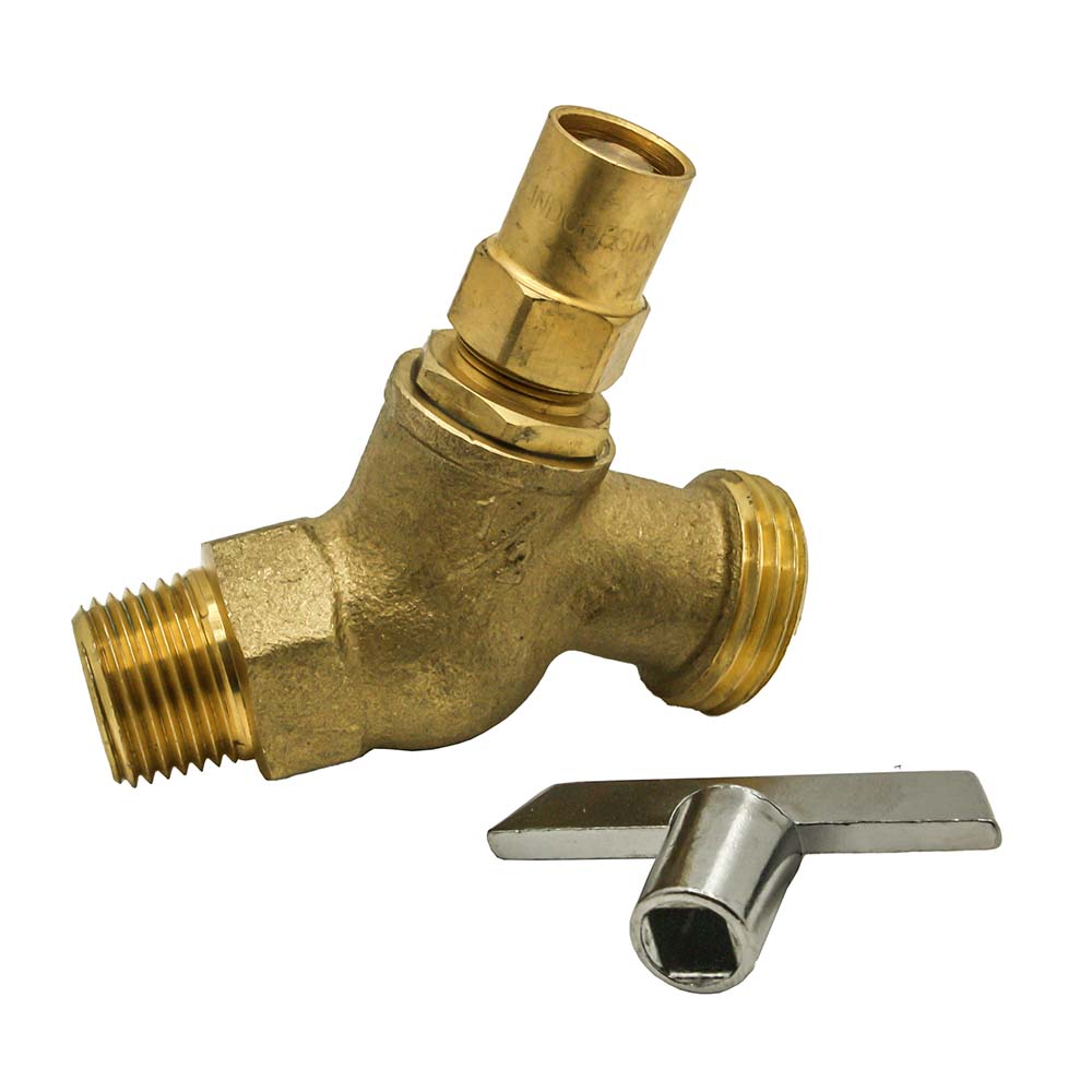 1/2" MIP x 3/4" GHT No-Kink Hose Bibb with Loose Key - Lead Free