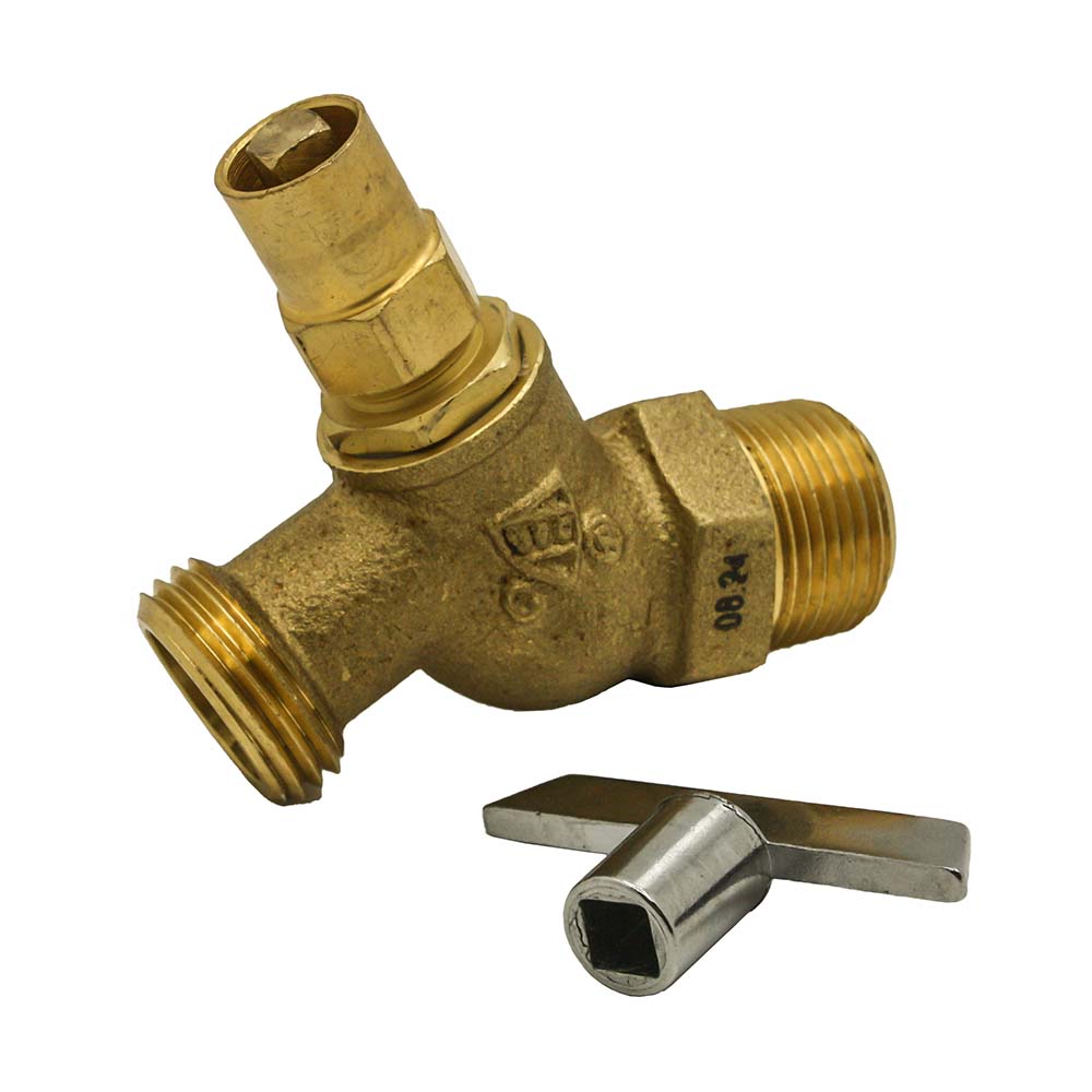 3/4" MIP x 3/4" GHT No-Kink Hose Bibb with Loose Key - Lead Free
